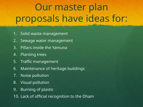 Slide 19 of the 2016 Master Plan: Our master plan proposals have ideas for: